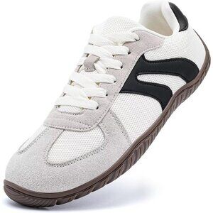 Women's Beige Black Barefoot Casual Lace Up Retro Zero Drop Fashion Sneakers